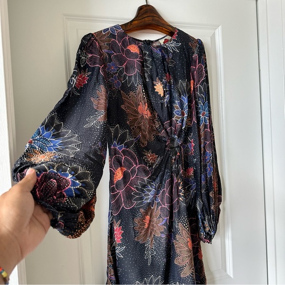 Farm Rio Black Sparkle Flowers Mini Dress - Picture 2 of 10